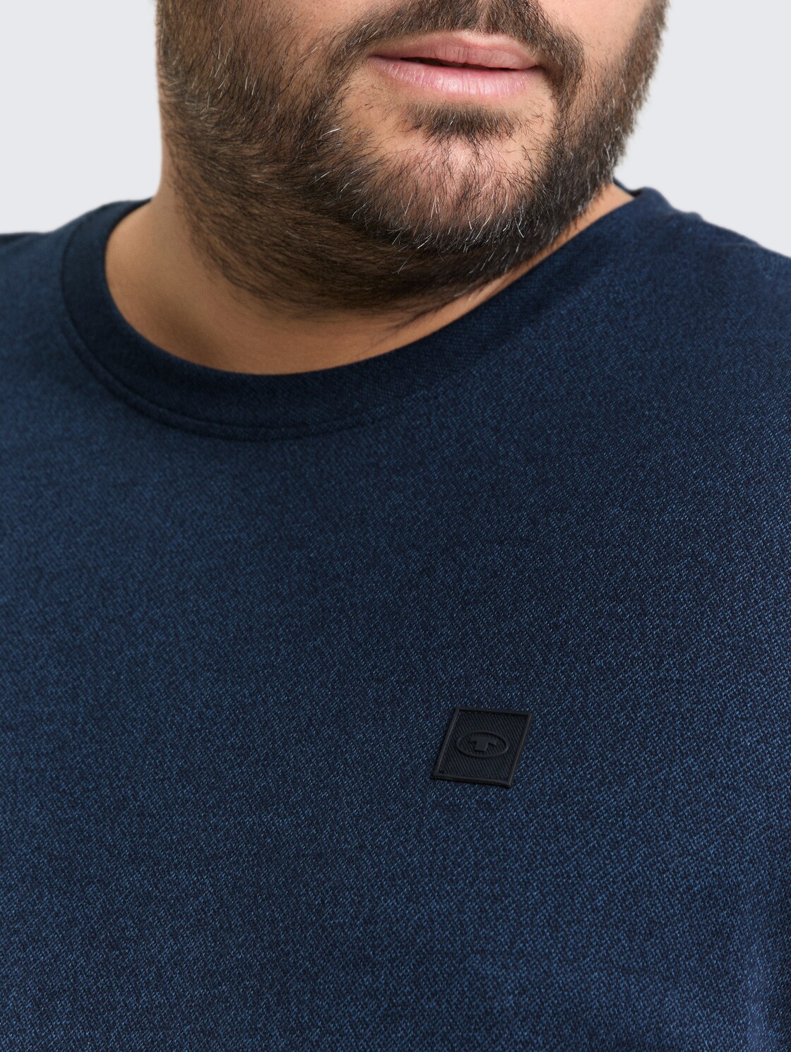 Plus Size - Langarmshirt mit Logo-Badge - real teal grindle structure - Detail-Model-Ansicht