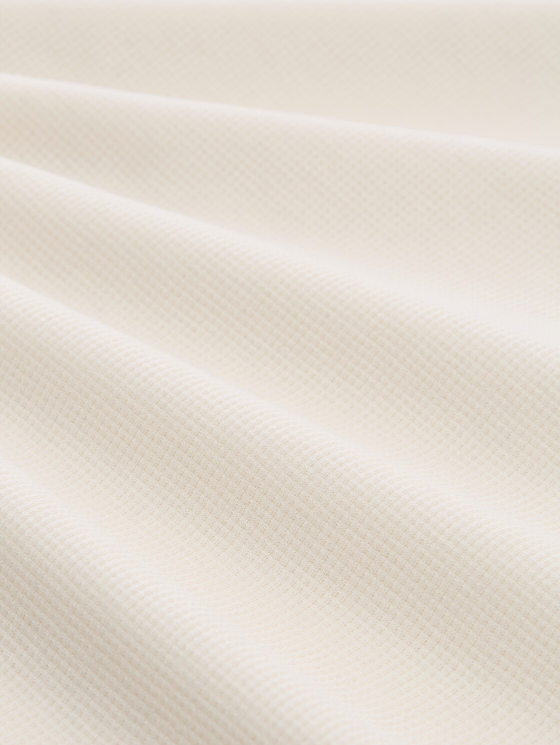 Plus Size - Langarm Poloshirt mit Waffelstruktur - Gardenia White