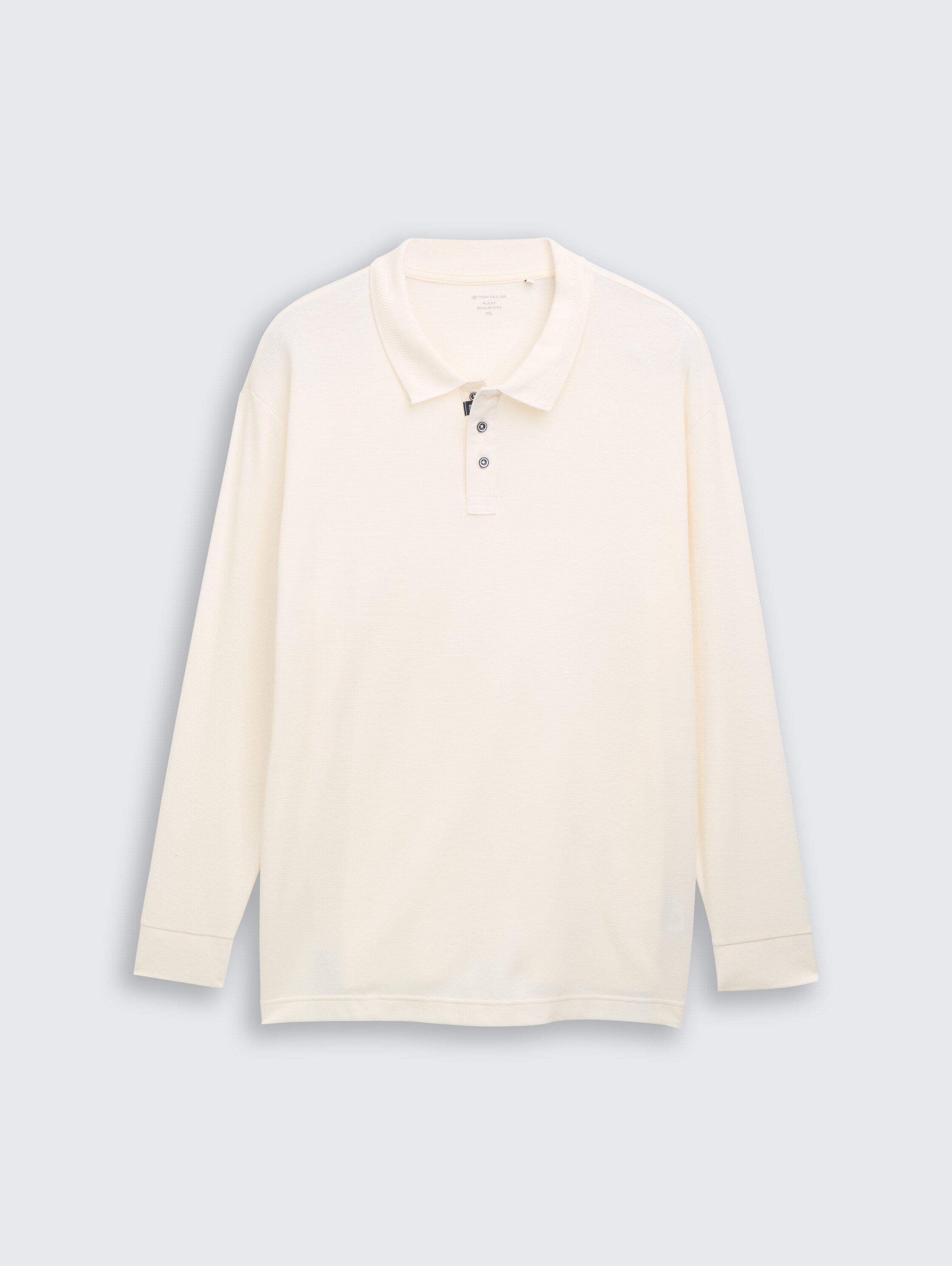 Plus Size - Polo met lange mouwen en wafelstructuur - gardenia_white - 