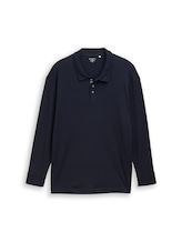 Ausgewählt, Plus Size - Langarm Poloshirt mit Waffelstruktur von Tom Tailor, blau