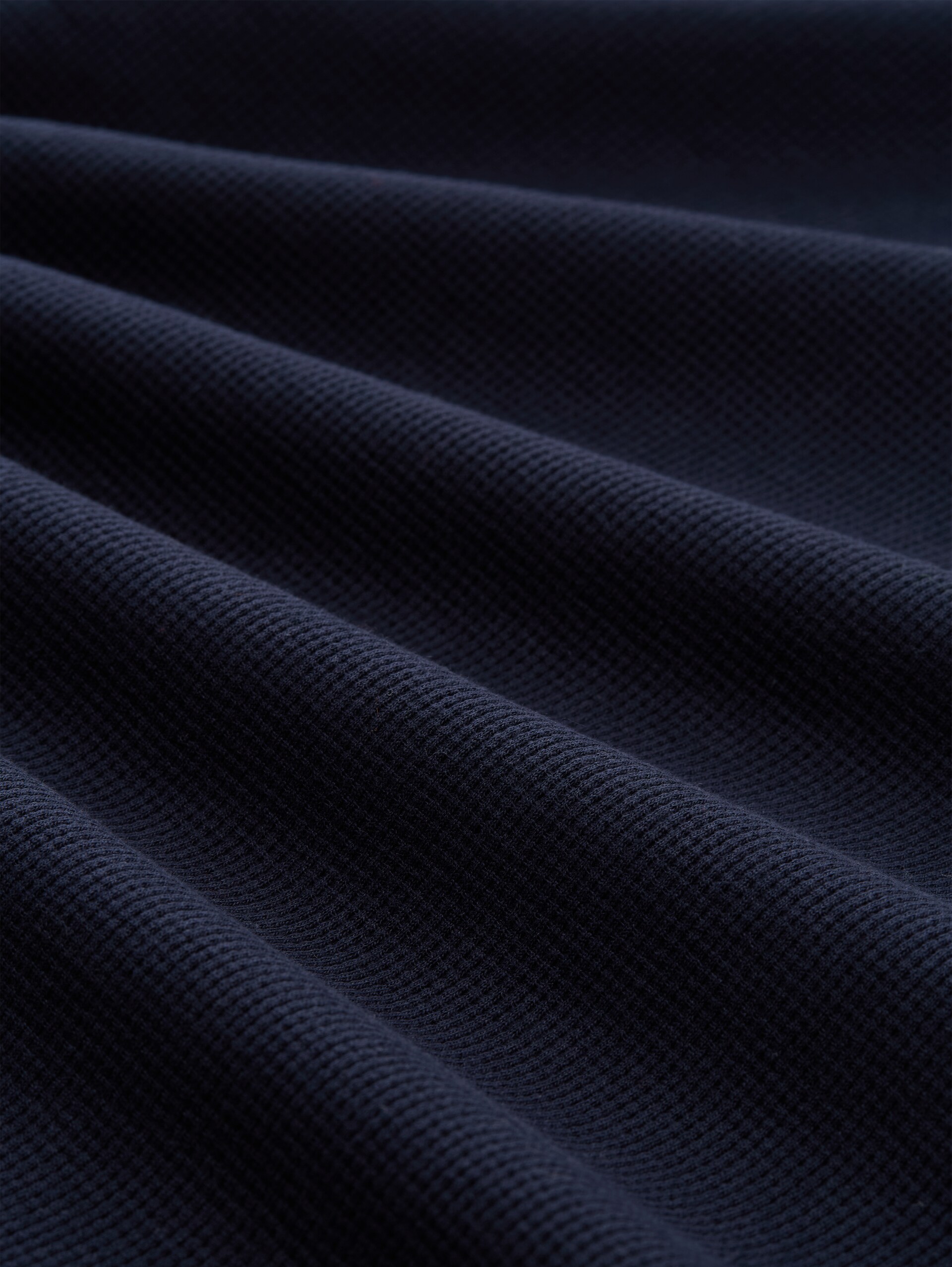 Plus Size - Long-sleeved polo shirt with waffle texture - sky captain blue