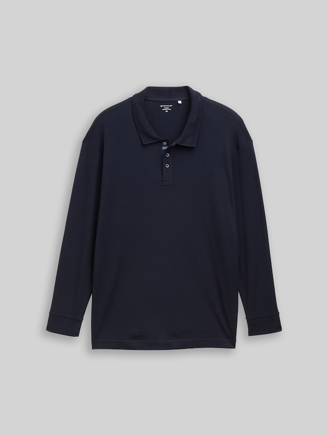 Plus Size - Langarm Poloshirt mit Waffelstruktur von Men Plus Size, sky captain blue