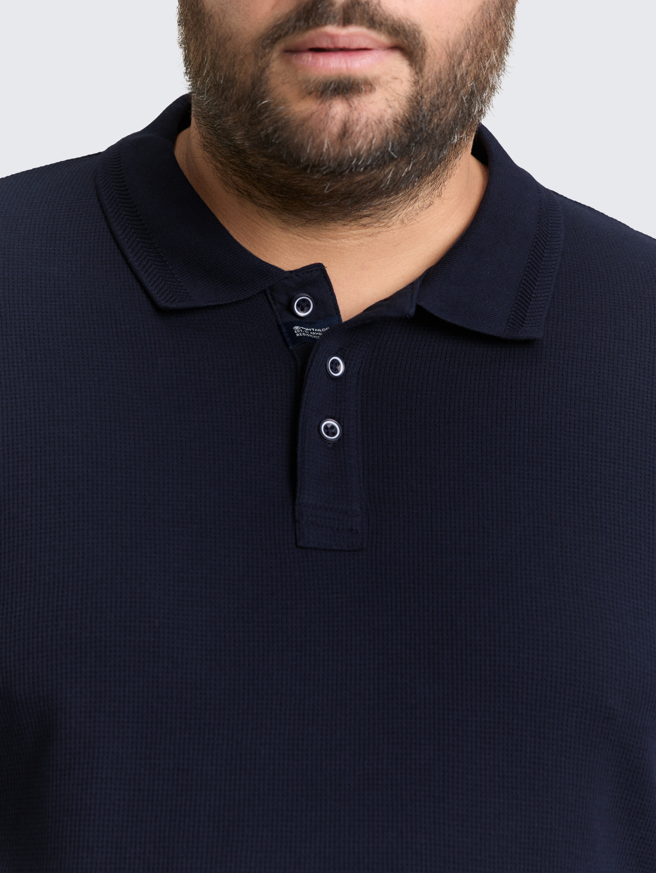 Plus Size - Polo met lange mouwen en wafelstructuur - sky_captain_blue_1 - 