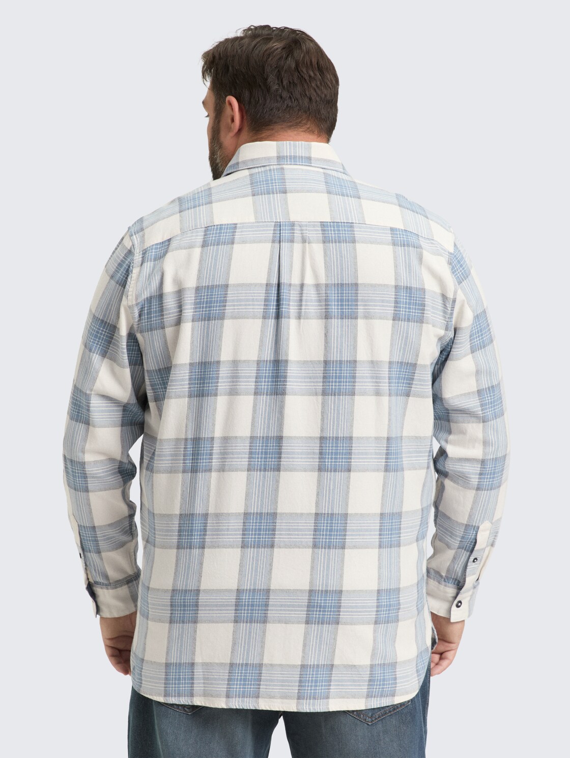 Plus Size - Hemd mit Karomuster - white light blue check - Auschnitt Model-Rückansicht
