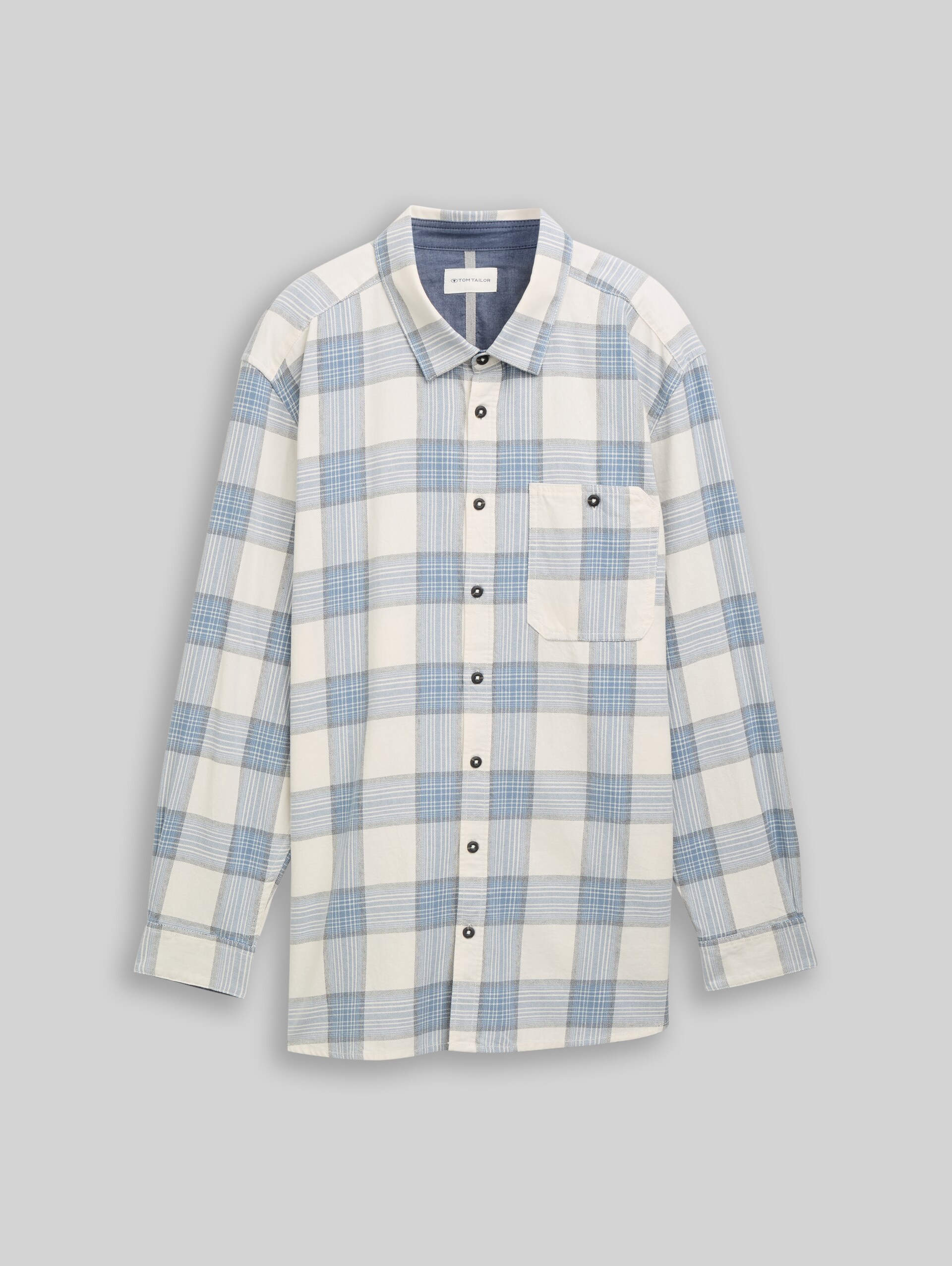 Plus Size - Hemd mit Karomuster - white light blue check - Vorder-Produkt-Ansicht