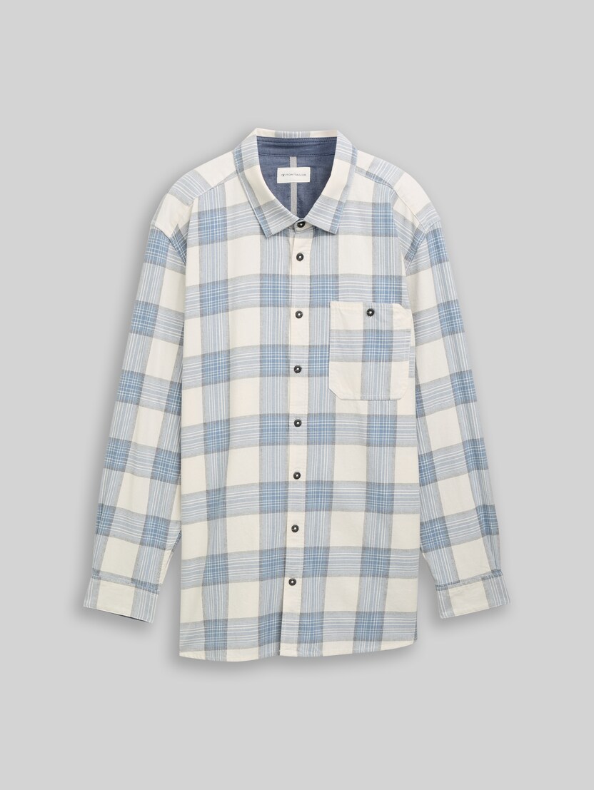 Plus - shirt in a checked pattern by Men Plus Size, white light blue check