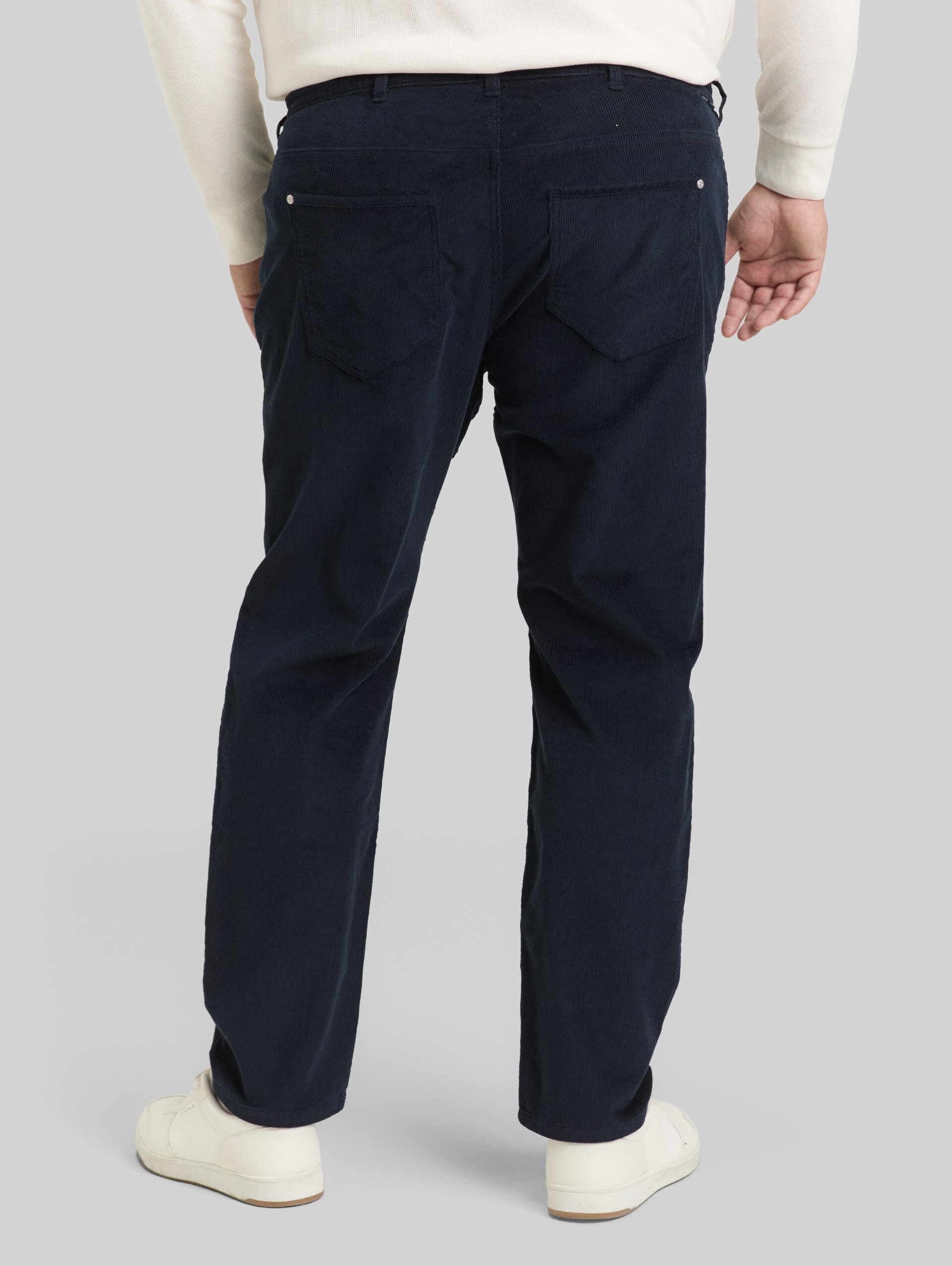 Plus Size - Regular fit corduroy trousers - sky captain blue - Neckline model-back view
