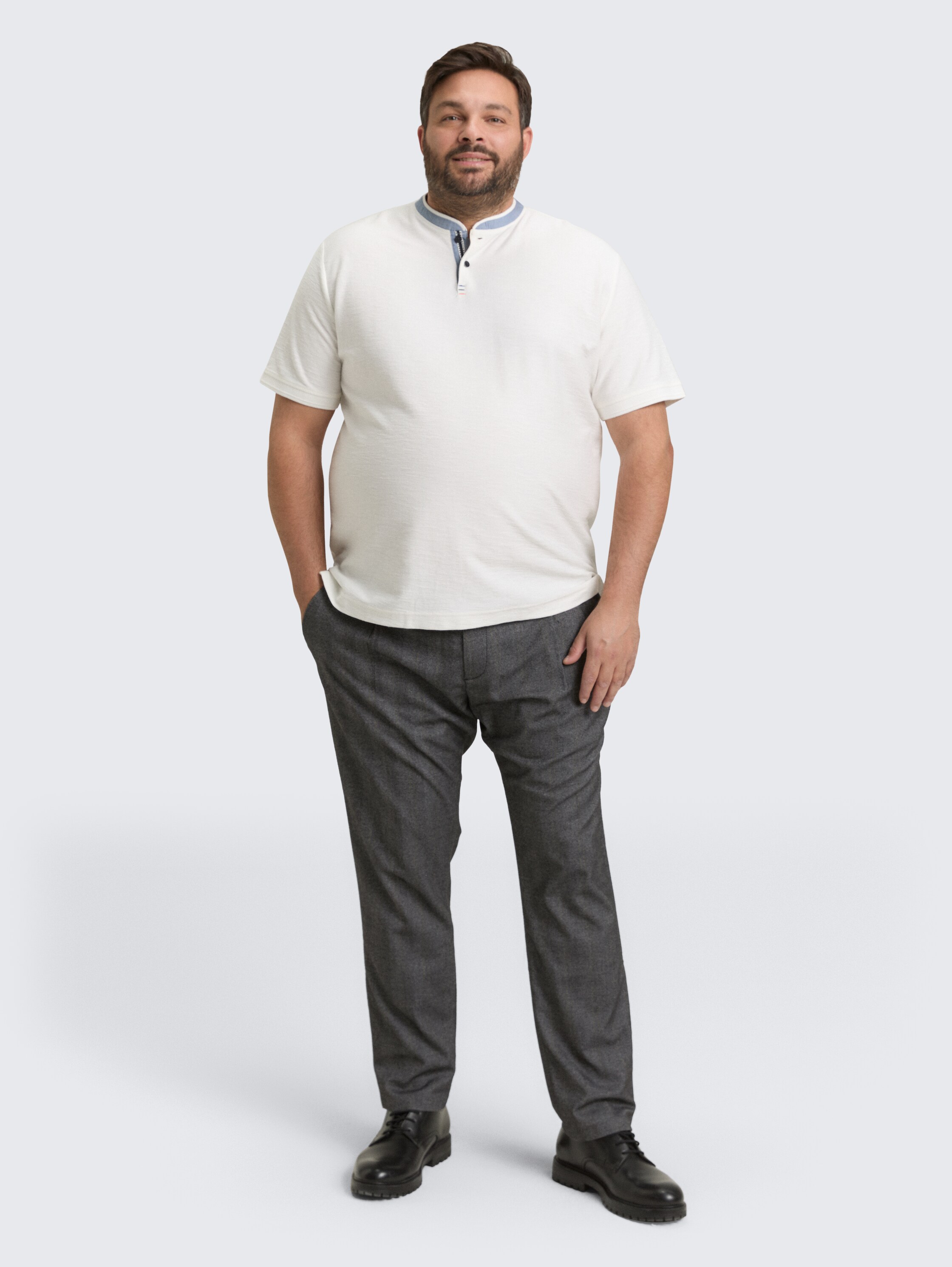 Plus Size - Regular fit chino broek - dark_grey_herringbone_stripe - 