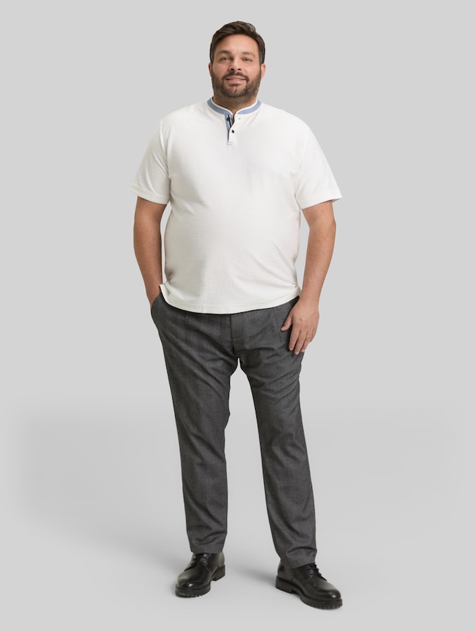 Plus Size - Regular fit chino trousers by Men Plus Size, dark grey herringbone stripe