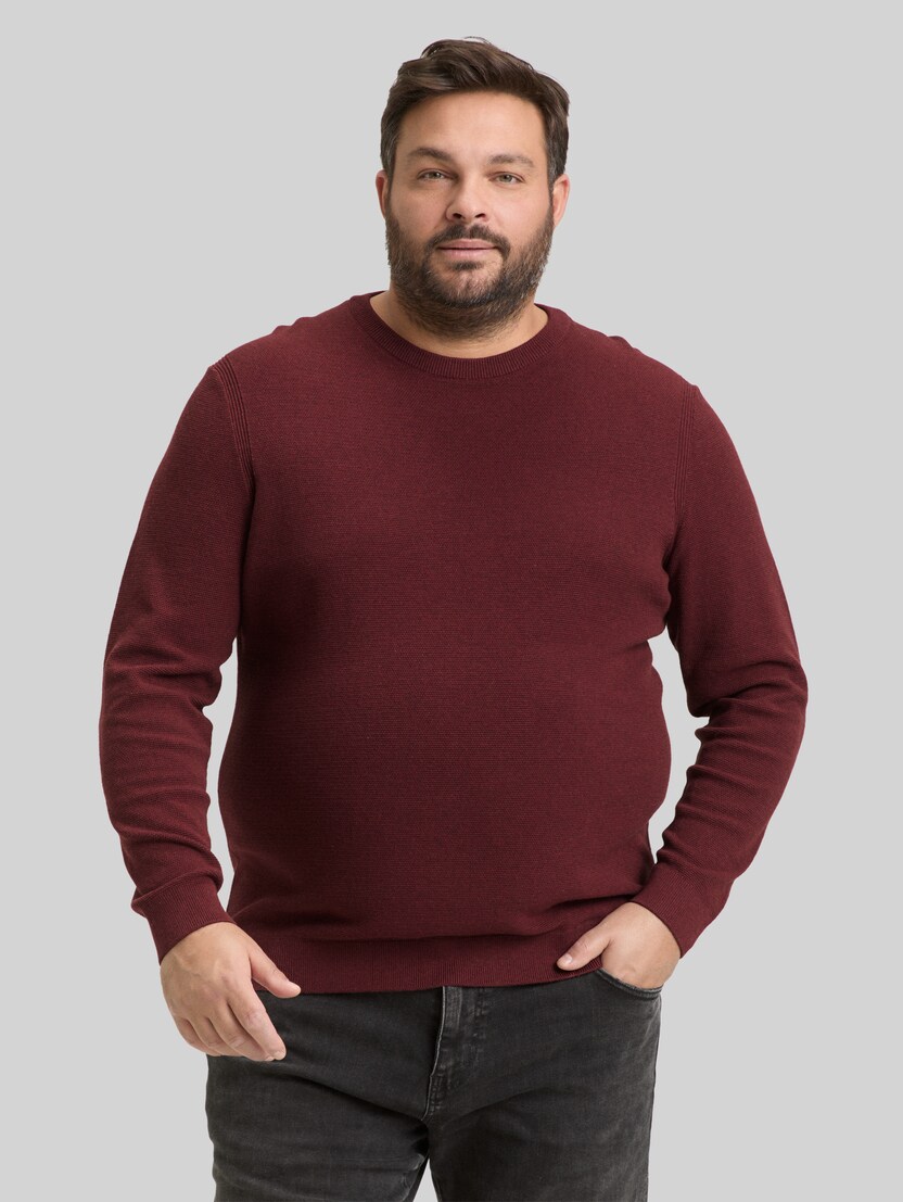 Plus Size - katoenen gebreide trui door Men Plus Size, bordeaux melange