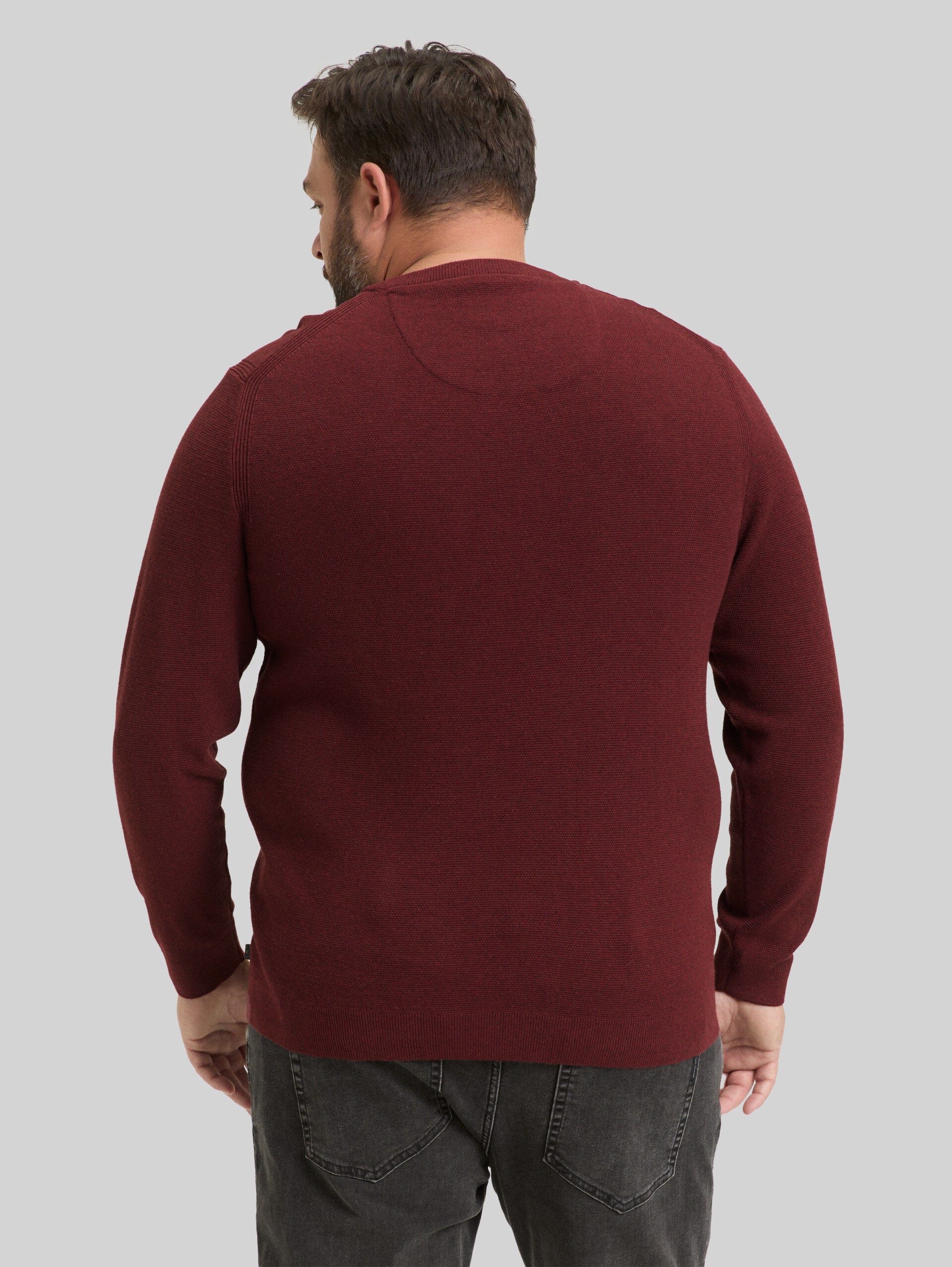 Plus Size - Gebreide trui van katoen - bordeaux melange