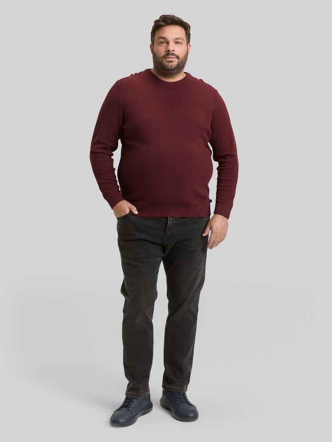 Plus Size - Pull en maille en coton par Men Plus Size, bordeaux melange