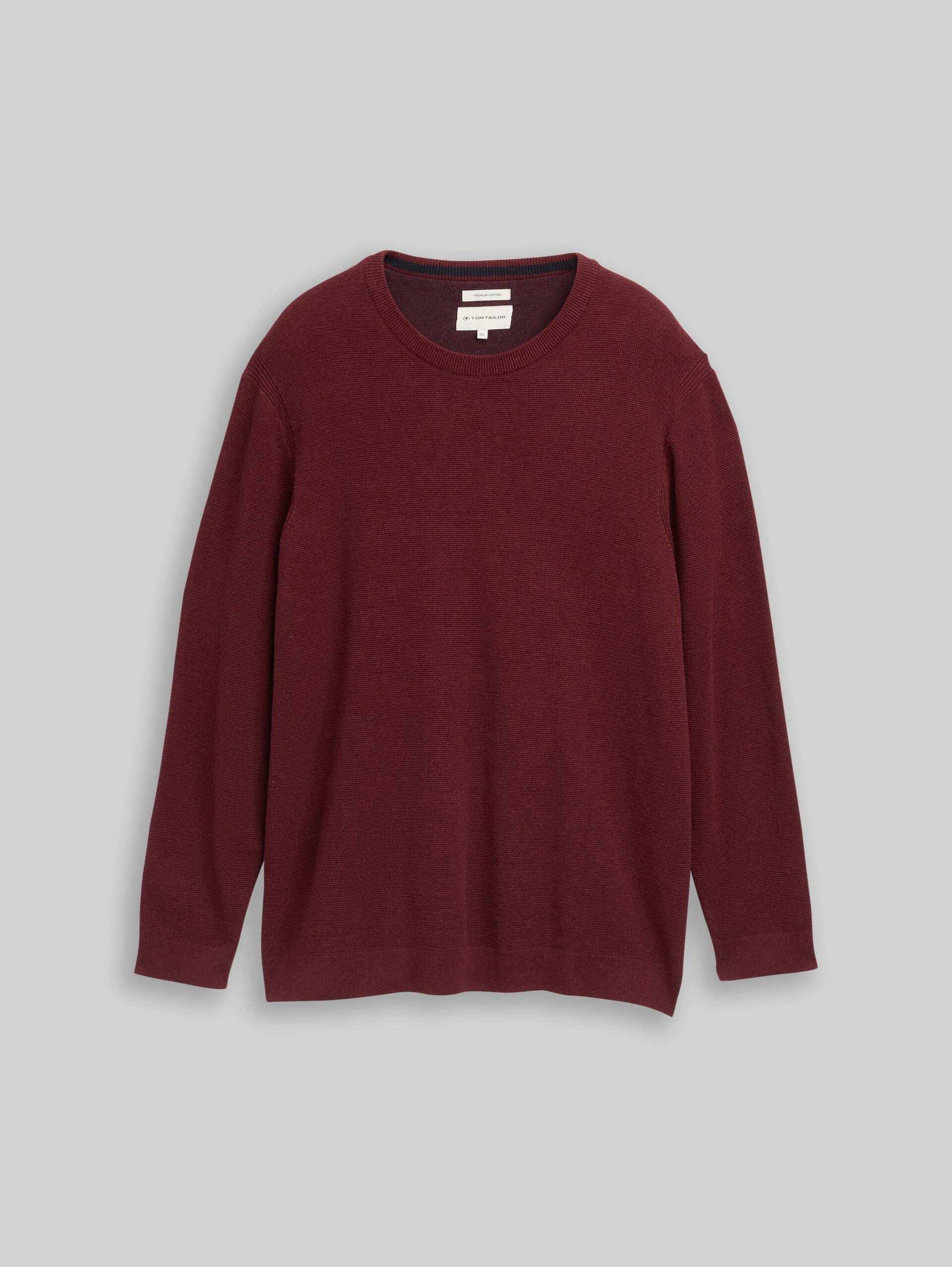 Plus Size - Gebreide trui van katoen - bordeaux melange