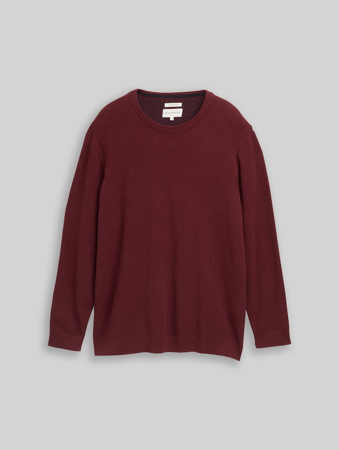 Plus Size - Strickpullover aus Baumwolle von Men Plus Size, bordeaux melange