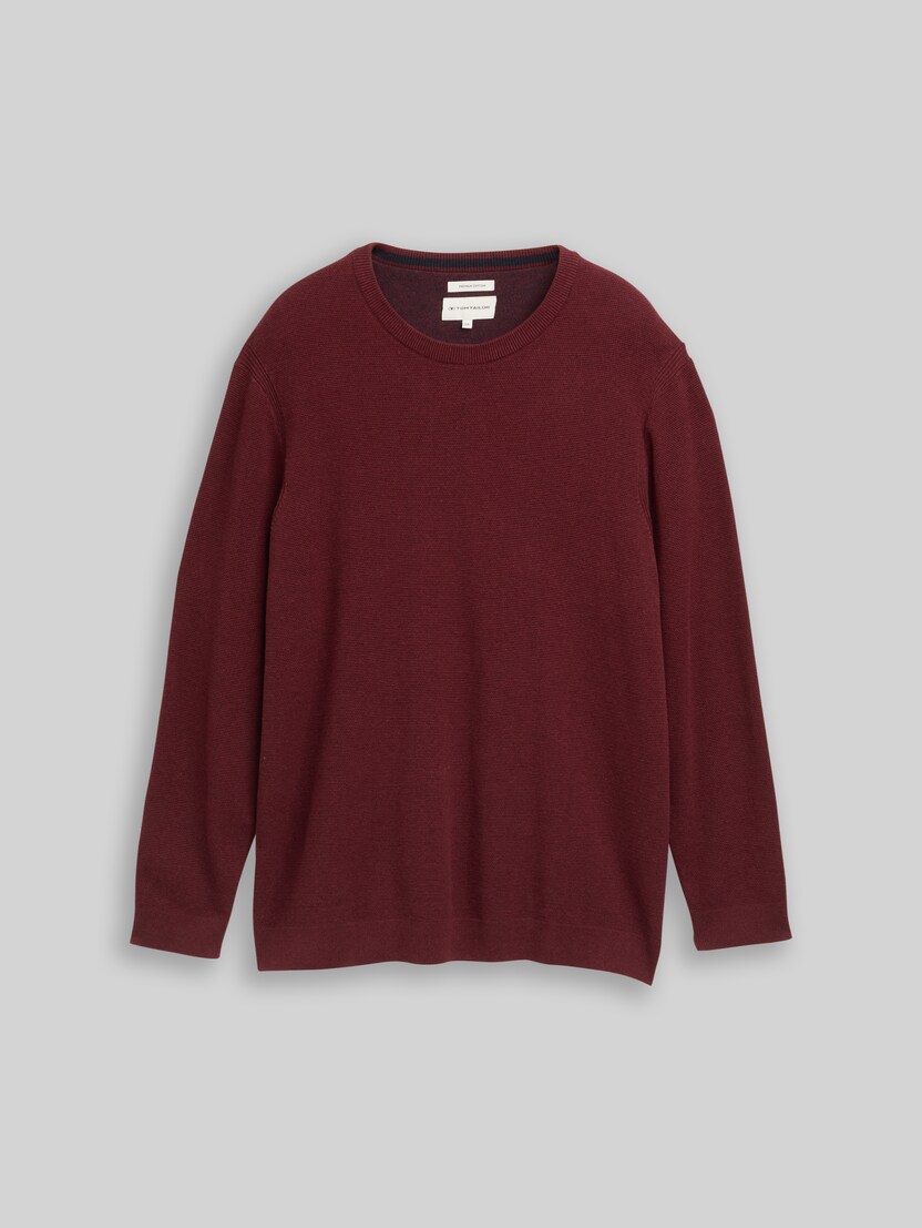 Plus Size – cotton jumper by Men Plus Size, bordeaux melange