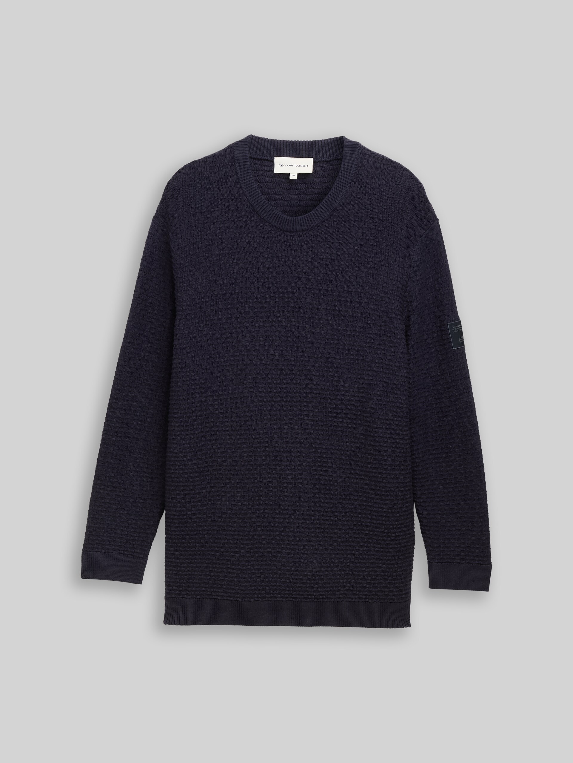 Plus Size - Knitted jumper with round neckline - sky captain blue