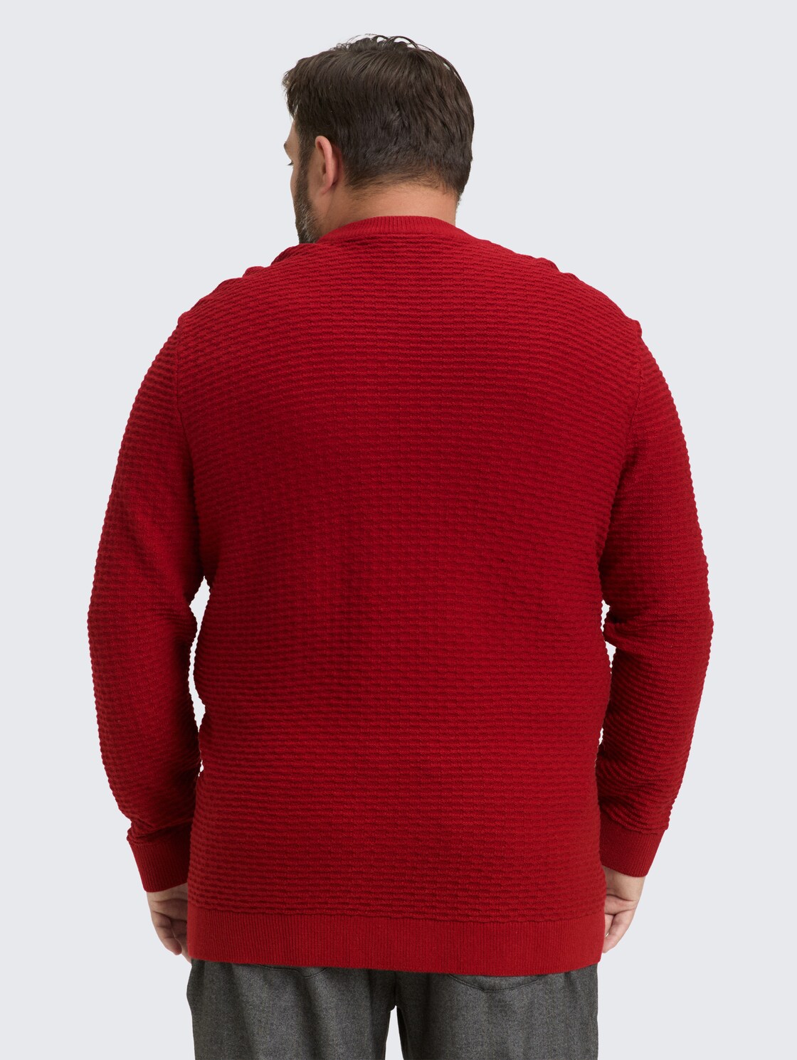 Plus Size - Strickpullover mit Rundhalsausschnitt - Coach Red