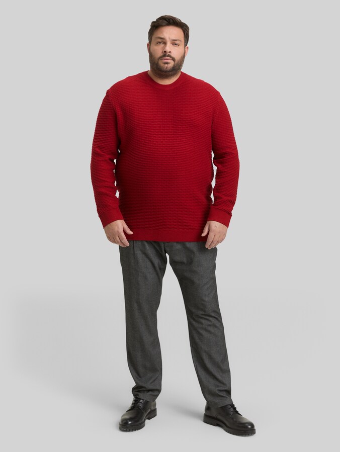 Plus Size - Pull en maille à col rond par Men Plus Size, Coach Red