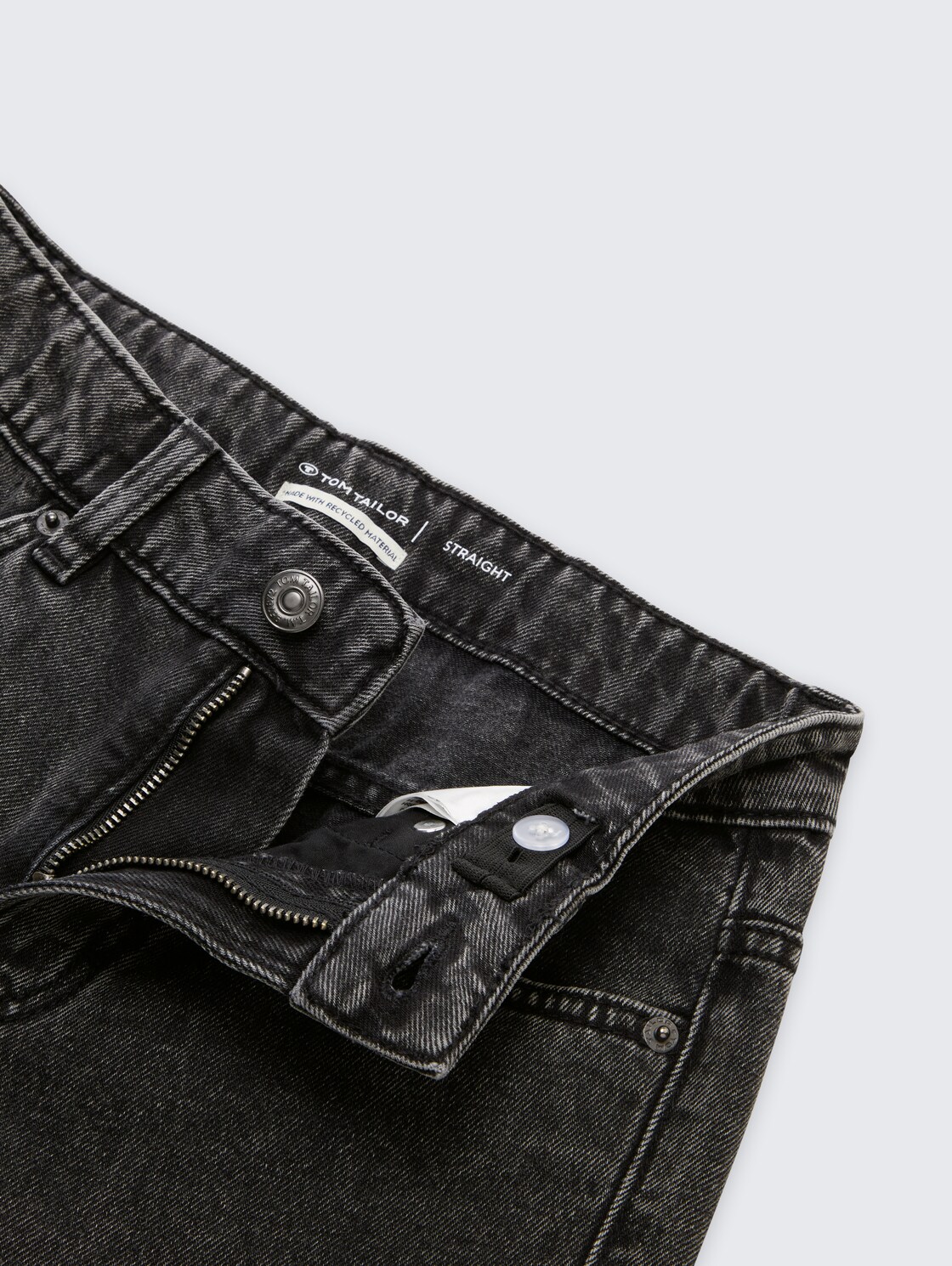 Straight Jeans - stone grey denim - Detail-Model-Ansicht
