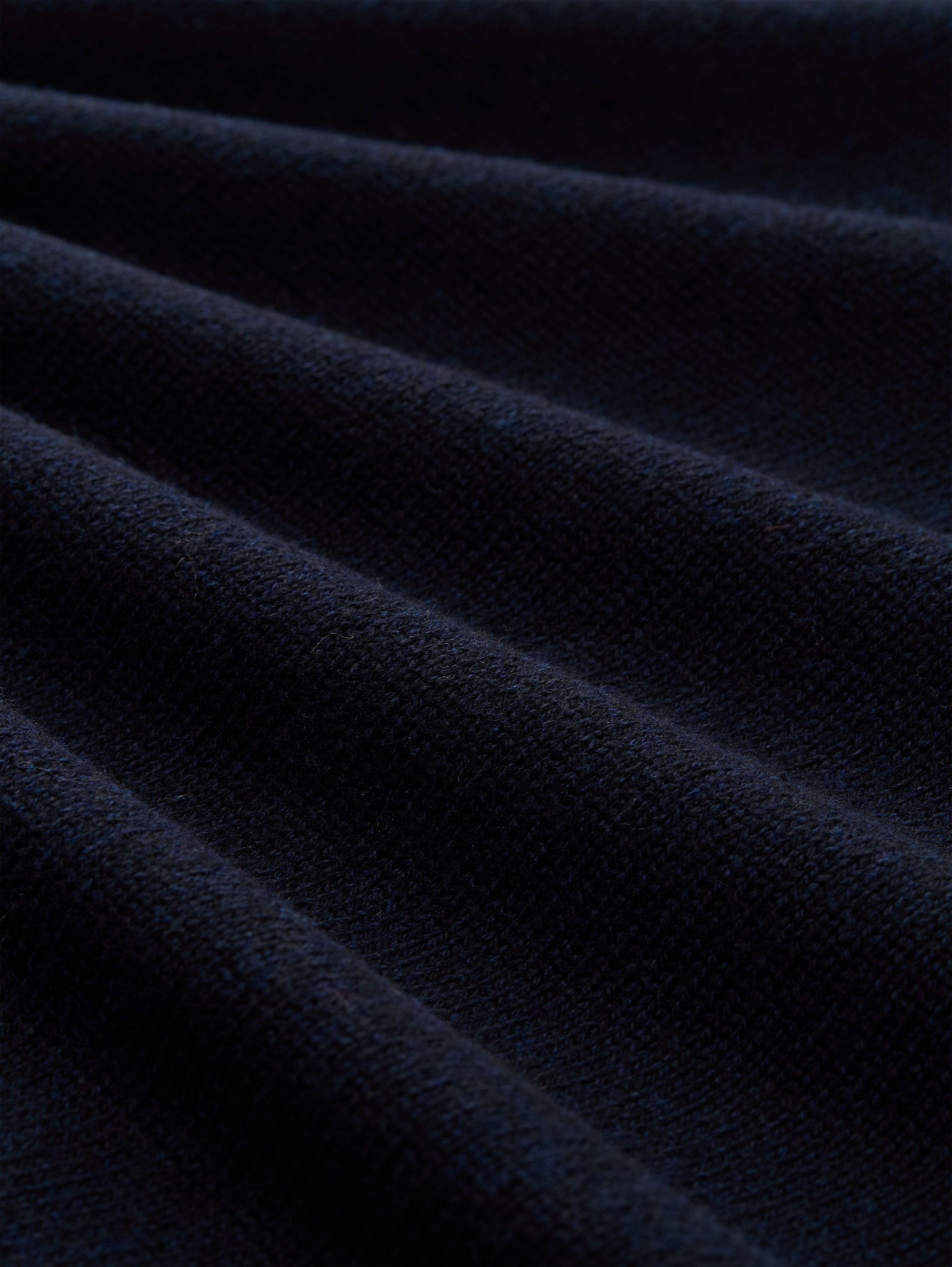 Plus Size - Troyer Strickpullover mit Ripp-Details - Knitted Navy Melange - Material-Ansicht