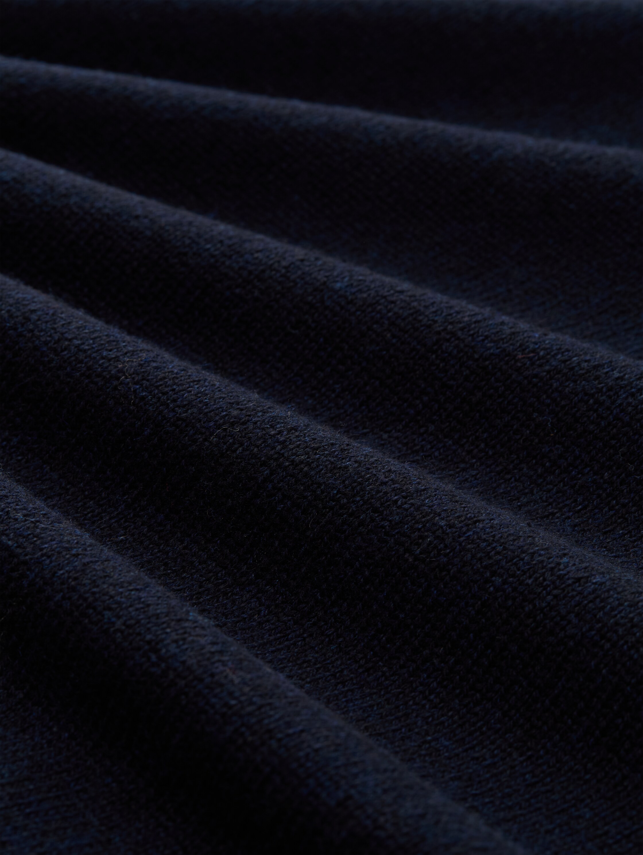 Plus Size - Troyer Strickpullover mit Ripp-Details - Knitted Navy Melange - Material-Ansicht