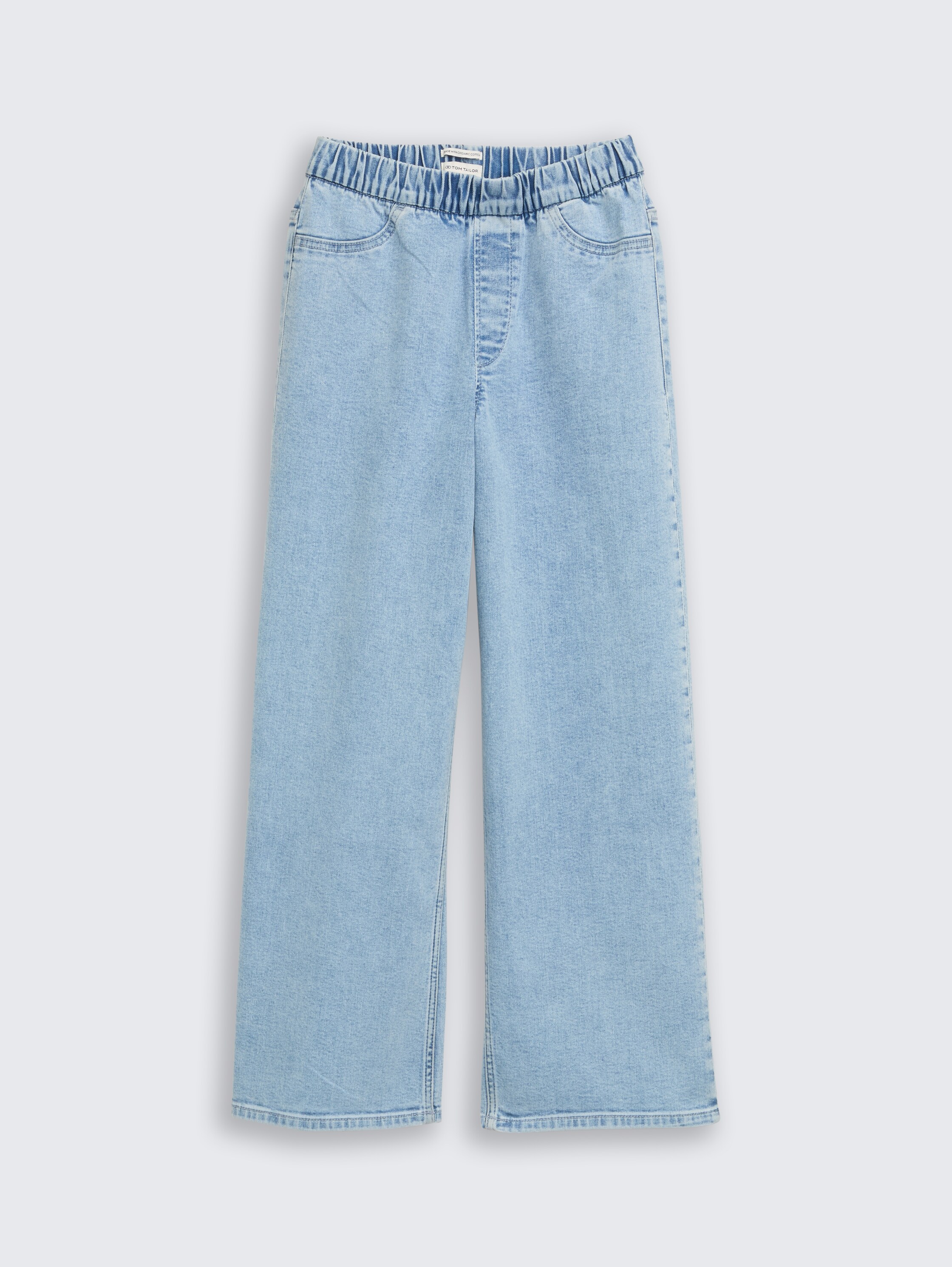 Wide Leg Jeans mit Stretch - Light Stone Blue Denim - Vorder-Produkt-Ansicht