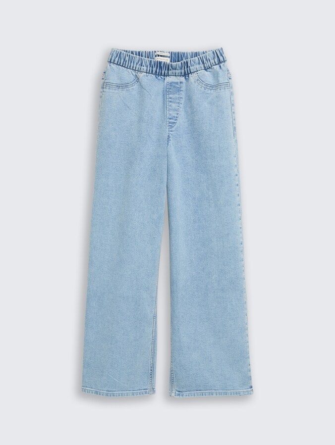 Wide Leg jeans met stretch door Teen Girls, Light Stone Blue Denim