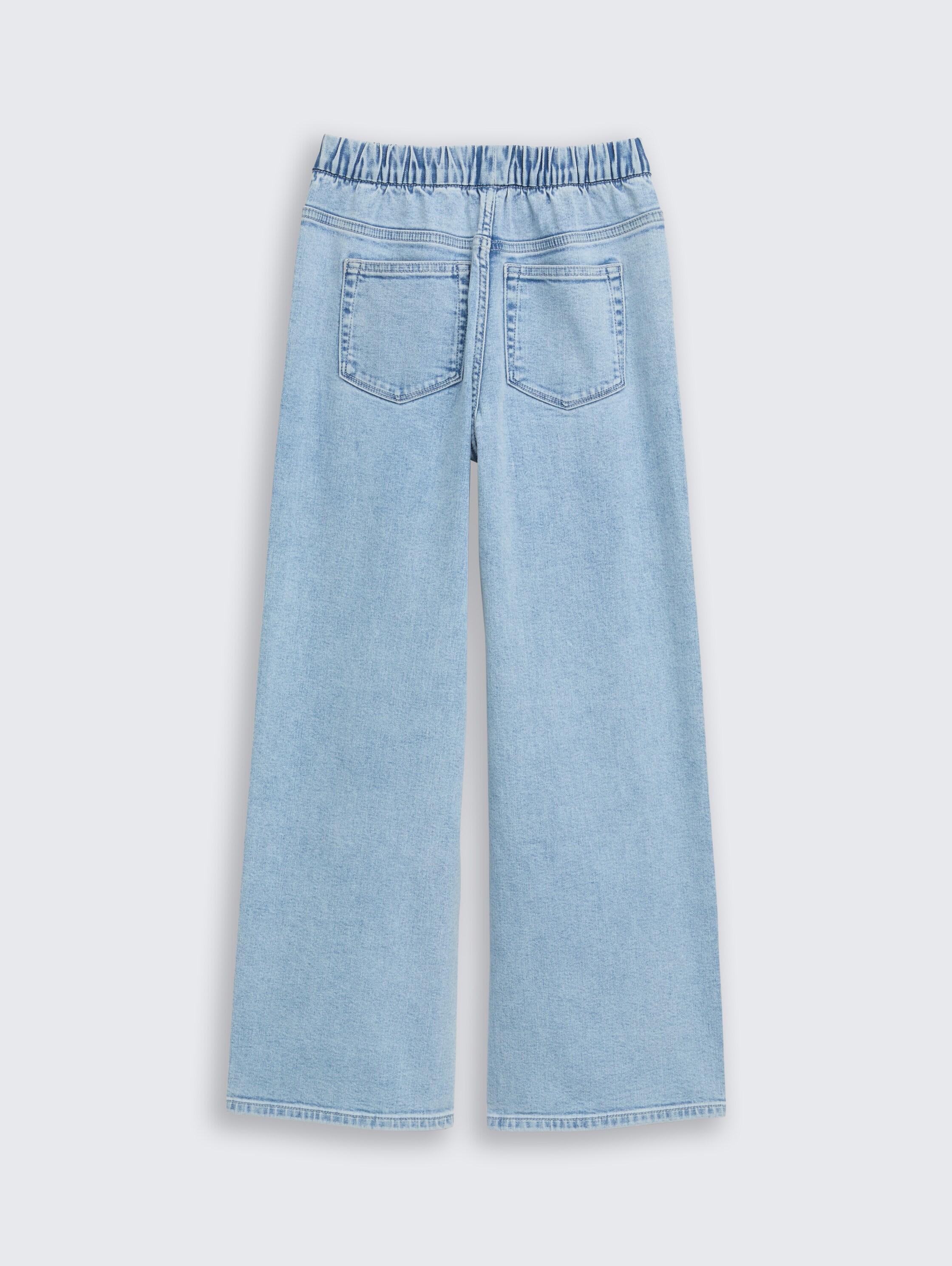 Wide Leg Jeans mit Stretch - Light Stone Blue Denim
