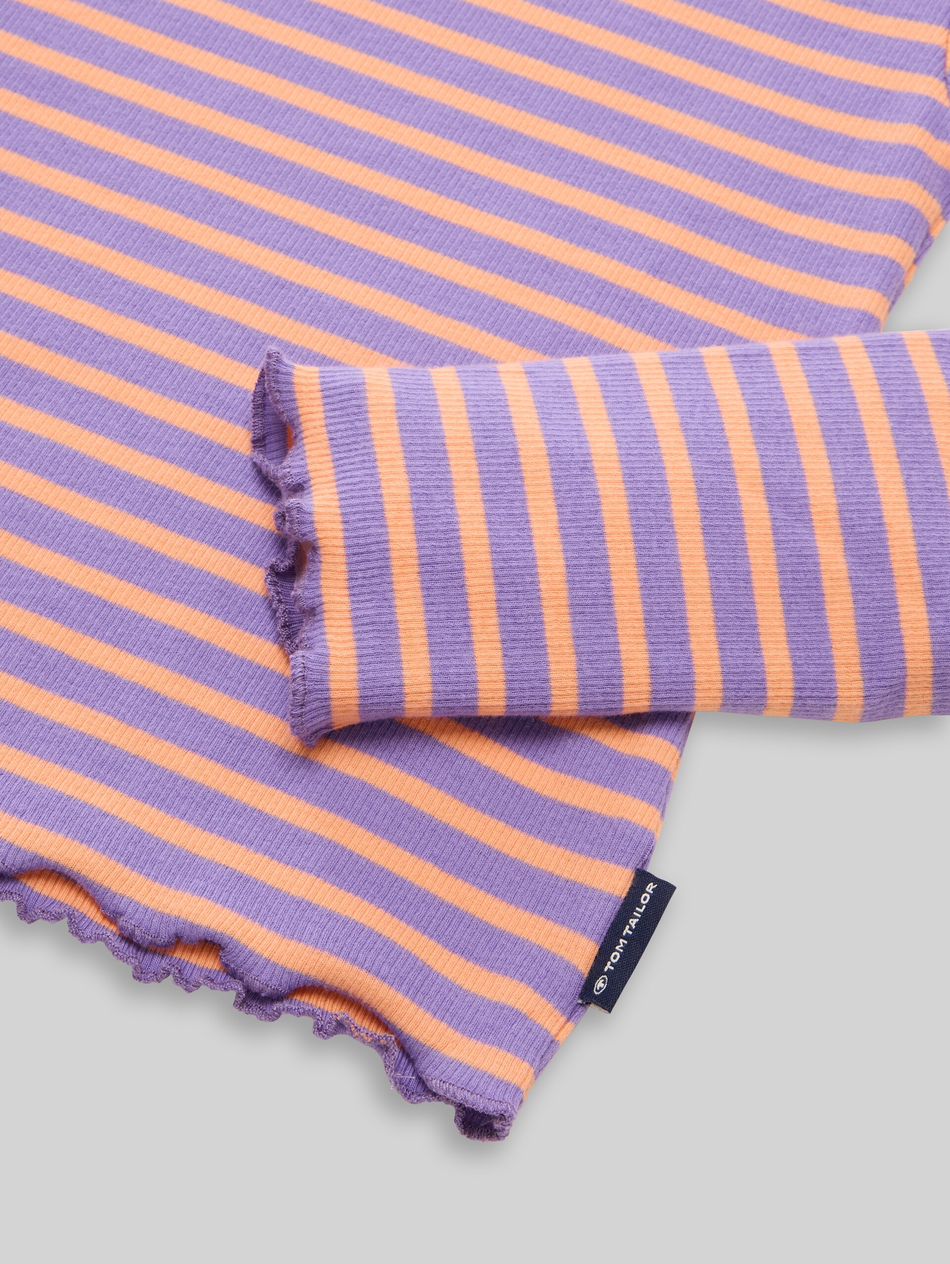 Ribbed long-sleeved shirt in a pack of 2 with striped pattern - offwhite pink stripe - Detail model view