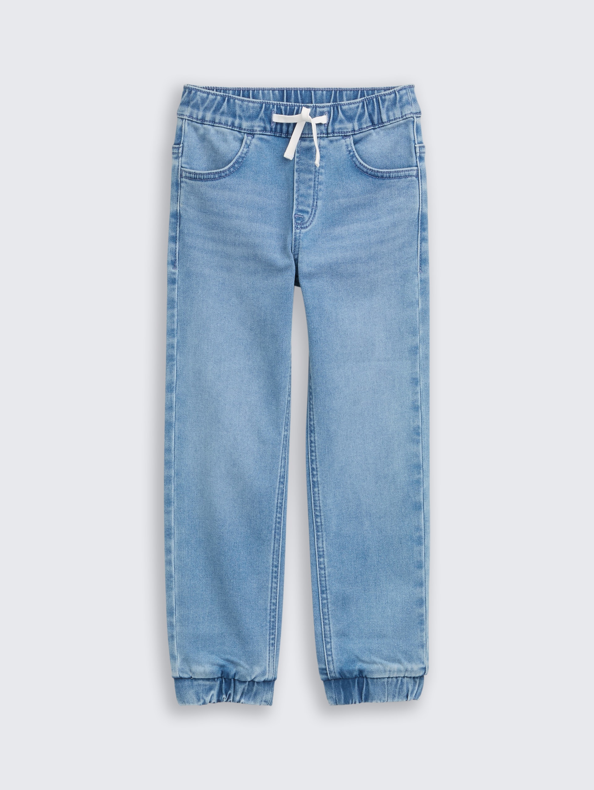Straight Jeans mit Stretch - Used Light Stone Blue Denim - Vorder-Produkt-Ansicht