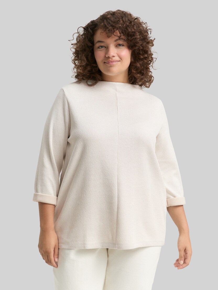 Plus Size - Sweatshirt mit Stehkragen von Women Plus Size, sand stone beige melange