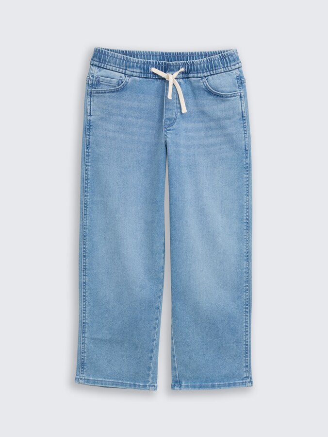 Chino broek in denimlook door Teen Boys, Used Light Stone Blue Denim