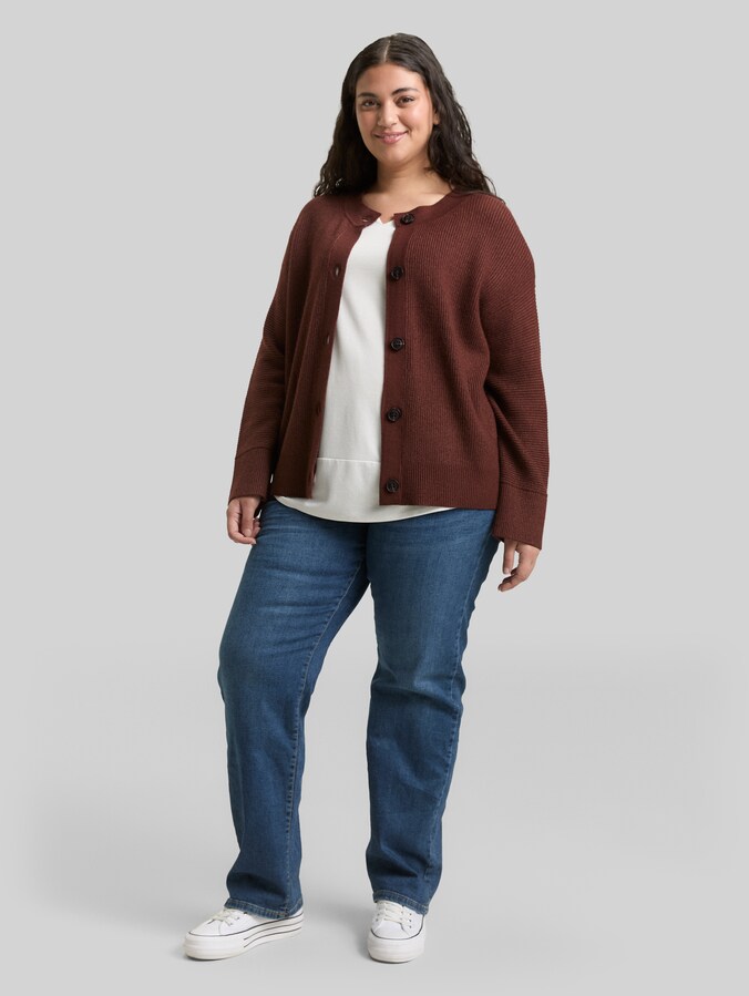 TOM TAILOR Cardigan Plus Size Donna - Cotone Morbido, Taglie Forti Dalla 44 Alla 54