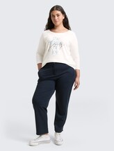 Plus Size - Langarmshirt mit Print - Soft Clear White - Model-Vorderansicht