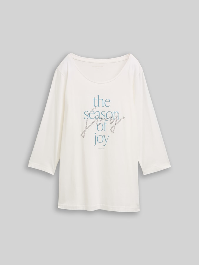 Plus Size - Shirt met lange mouwen en print door Women Plus Size, Soft Clear White