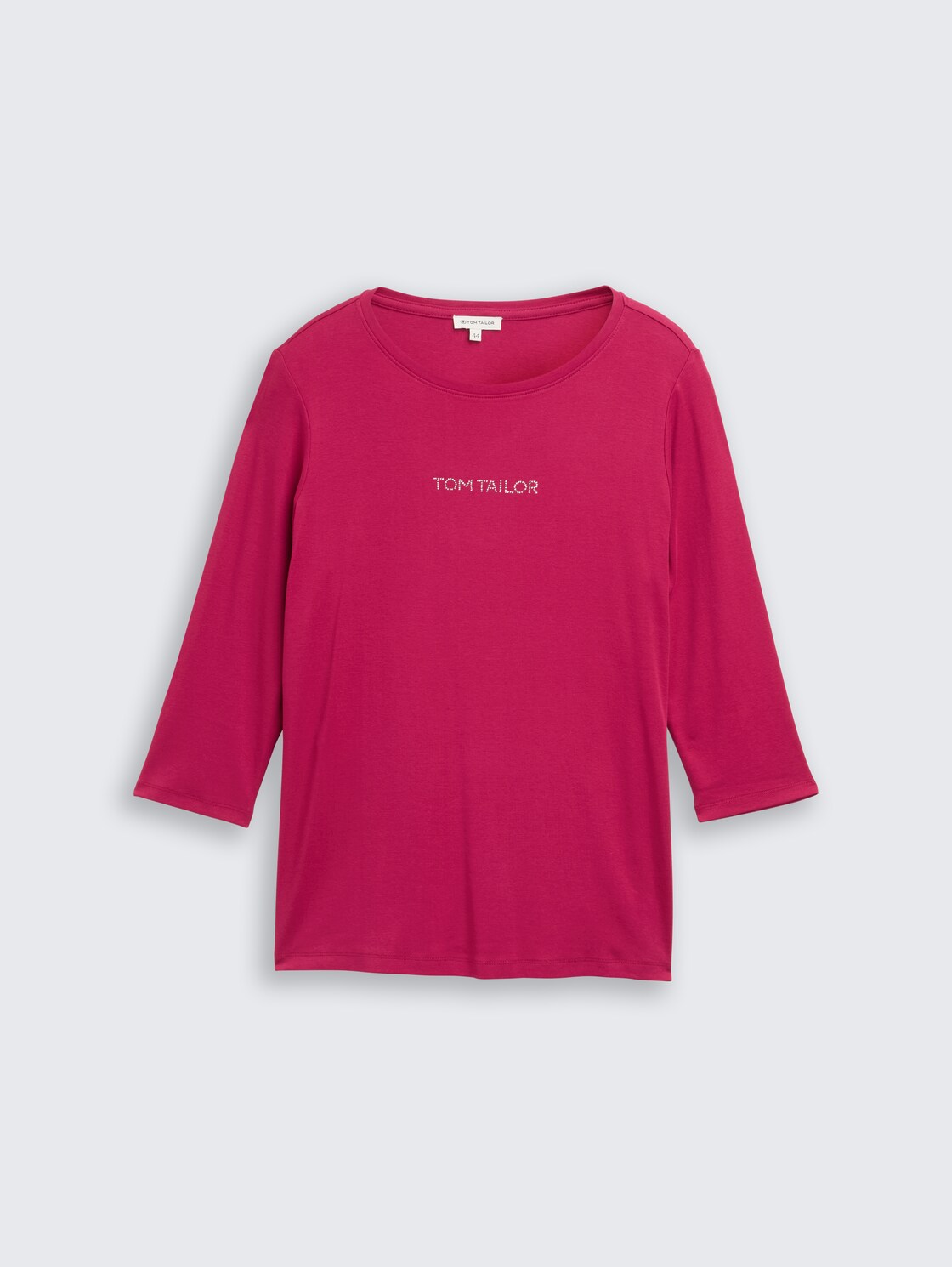 Plus Size - Slim Fit Langarmshirt mit Glitzer-Logo - dark pink - Vorder-Produkt-Ansicht