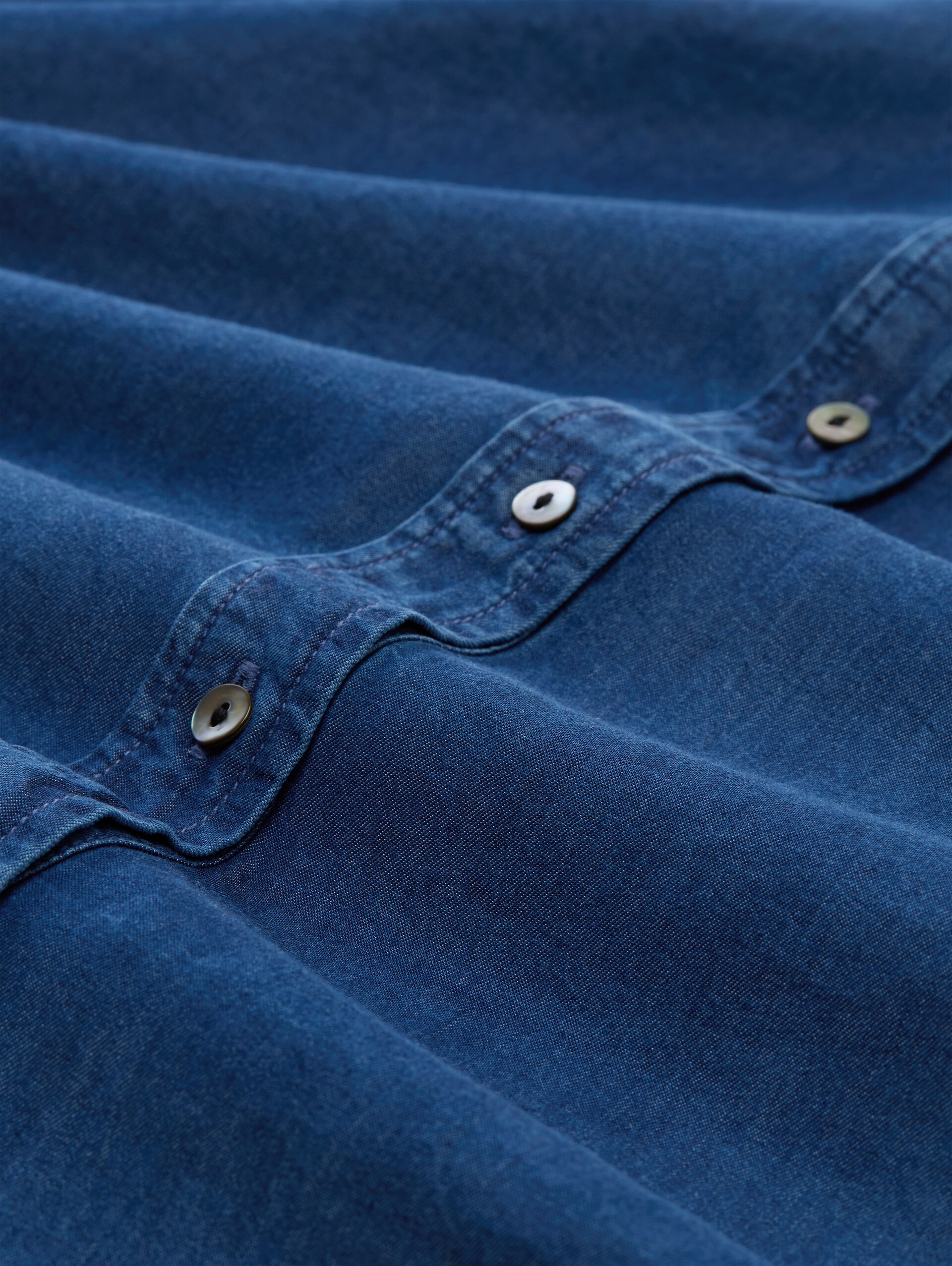 Plus Size - Blouse with bow detail - blue denim dark wash - Material view