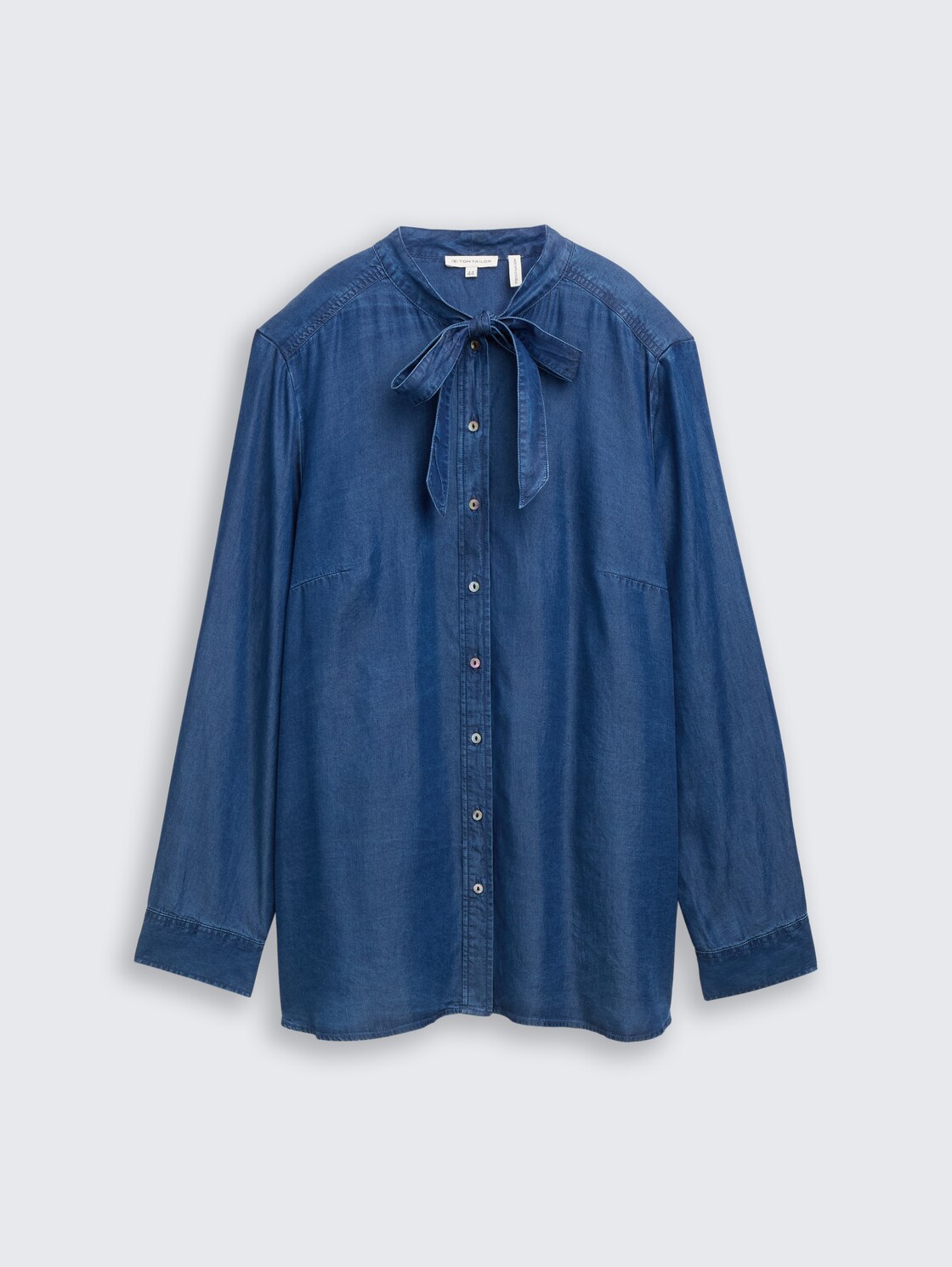 Plus Size - Bluse mit Schleifen-Detail - blue denim dark wash - Vorder-Produkt-Ansicht