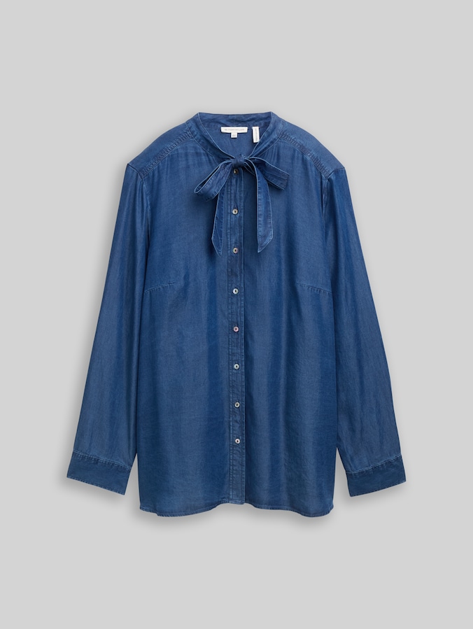 Plus Size - Bluse mit Schleifen-Detail von Women Plus Size, blue denim dark wash