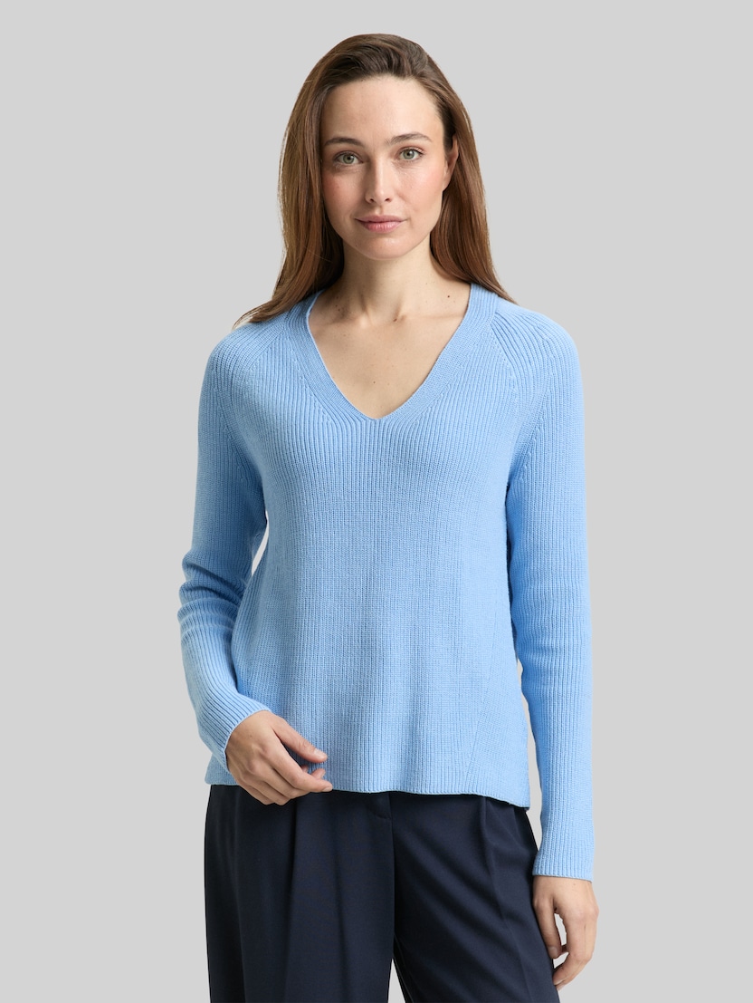 Strickpullover mit V-Ausschnitt von Women, light fjord blue