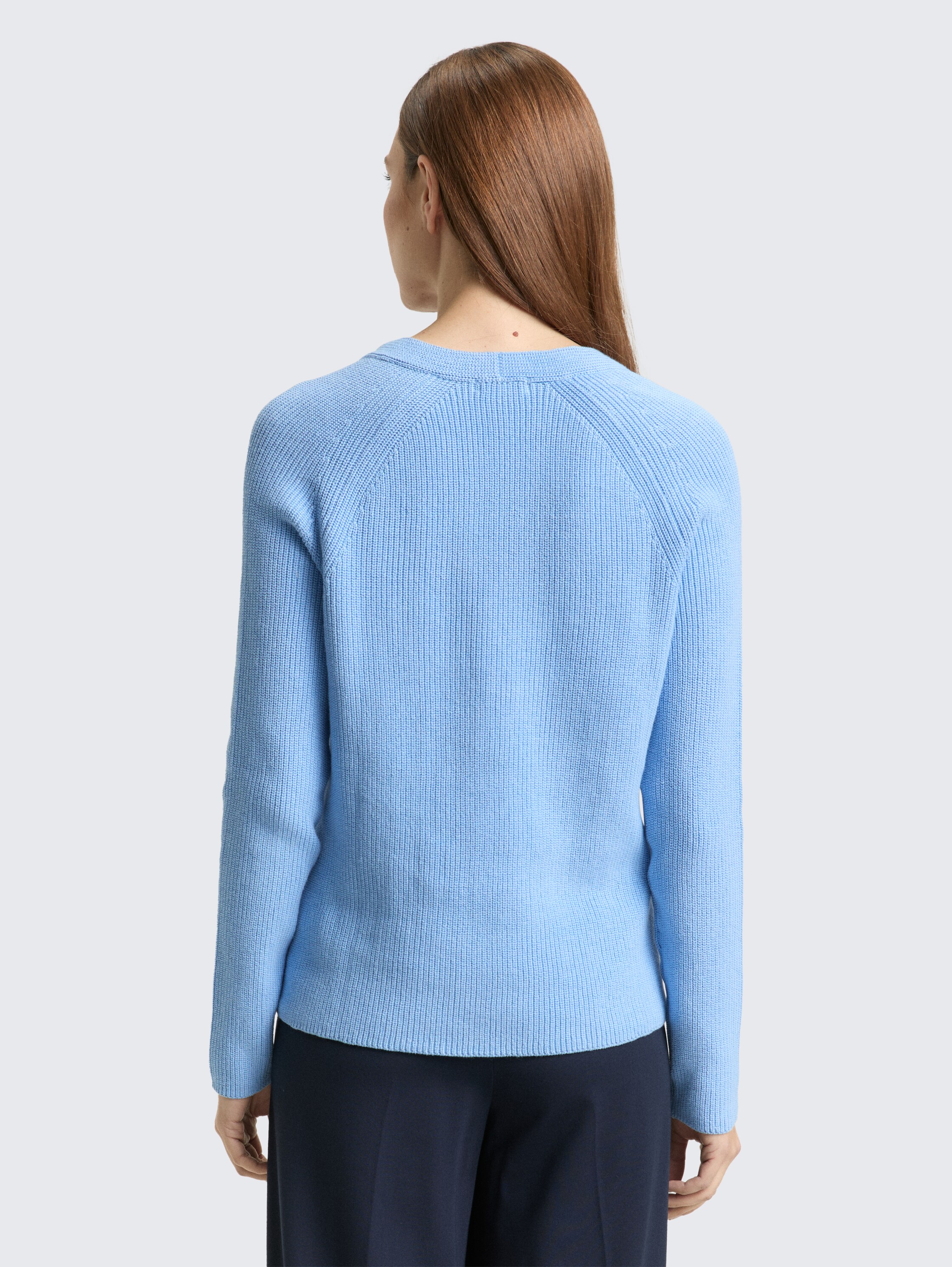 Pull en maille à col en V - light fjord blue