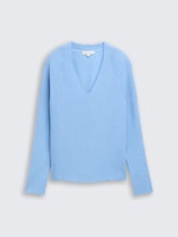 Pull en maille à col en V - light fjord blue