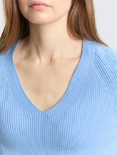 Pull en maille à col en V - light fjord blue - Vue détaillée du modèle