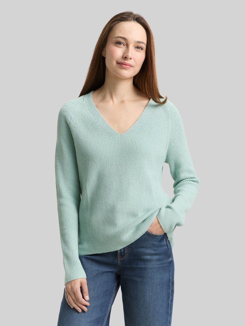 Strickpullover mit V-Ausschnitt von Women, blue haze
