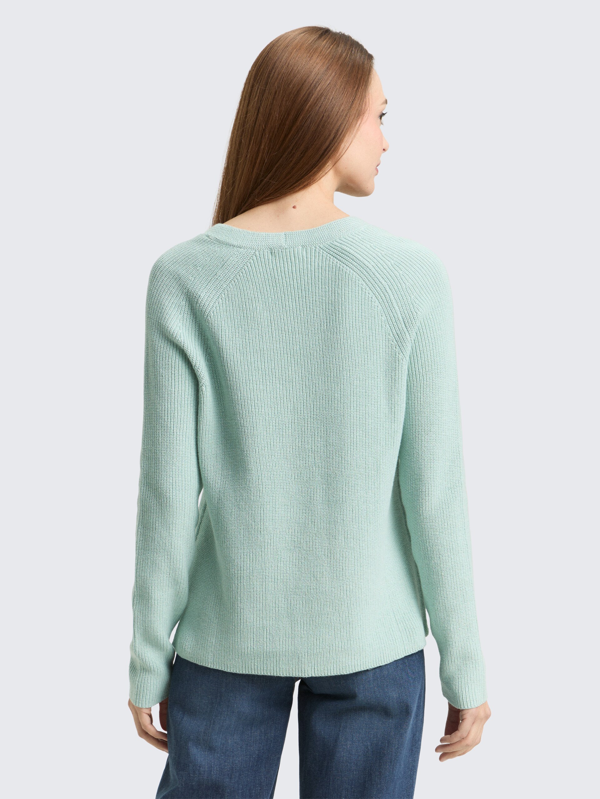 Strickpullover mit V-Ausschnitt - blue haze