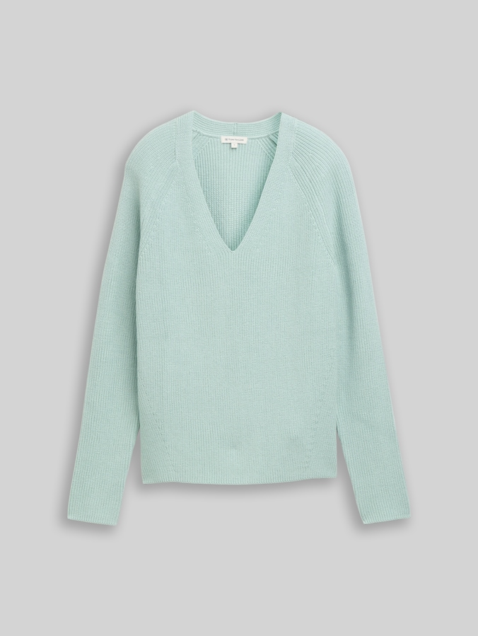 Pull en maille à col en V par Women, blue haze