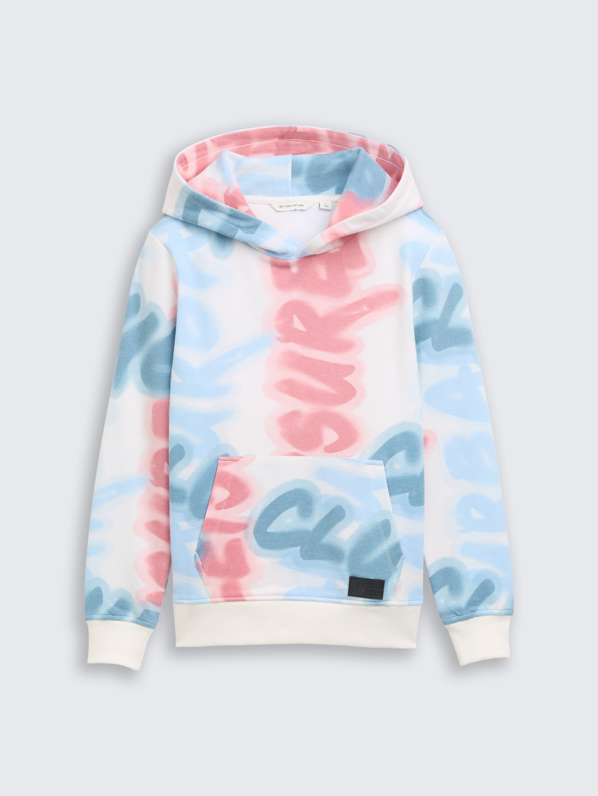 Hoodie Sweatshirt mit Allover-Print - blurred wording design - Vorder-Produkt-Ansicht