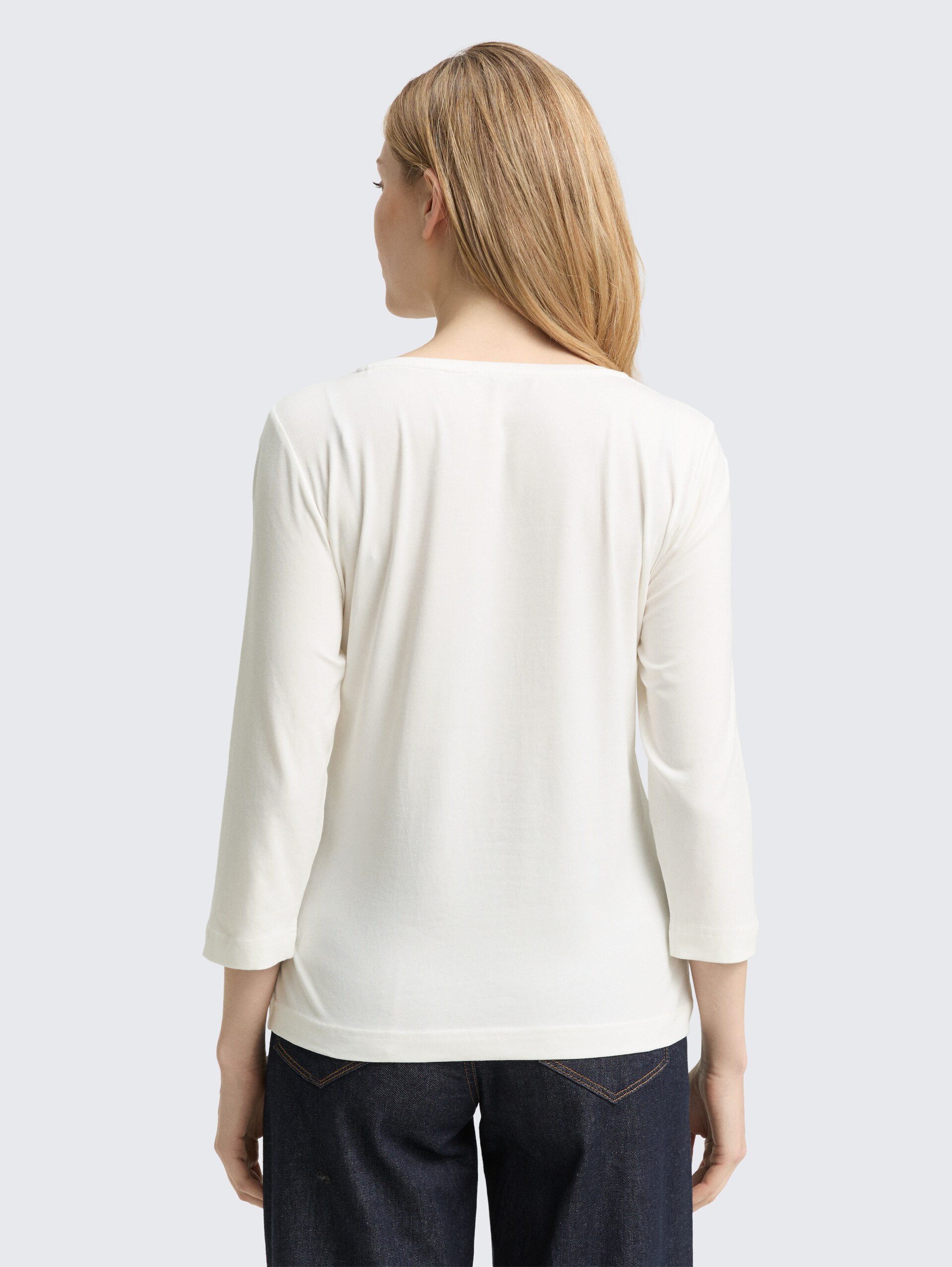 T-shirt met lange mouwen en bedrukt motief - Whisper White - Neklijn model-achteraanzicht