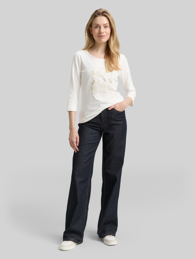 Top à manches longues avec imprimé par Women, Whisper White