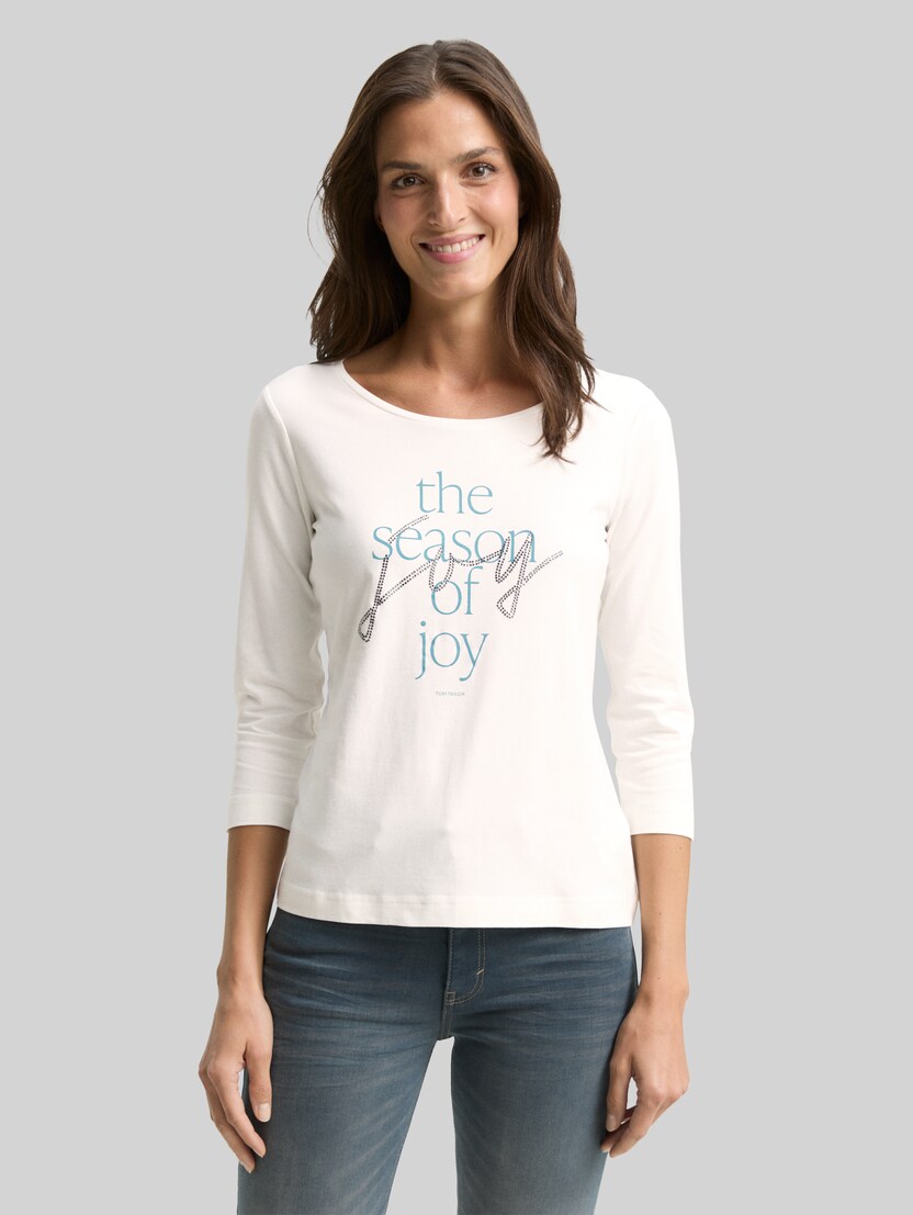 Langarmshirt mit Print von Women, Soft Clear White